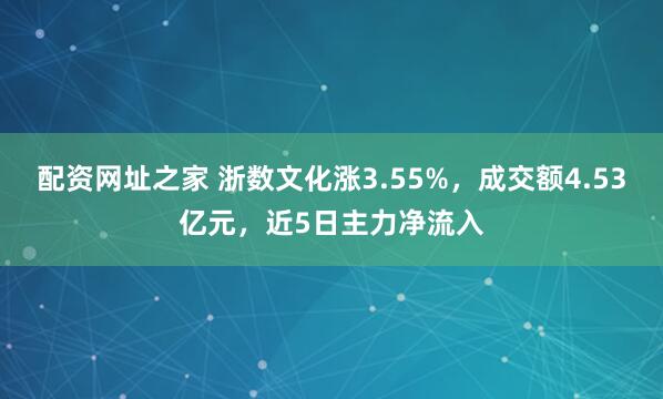 配资网址之家 浙数文化涨3.55%，成交额4.53亿元，近5日主力净流入